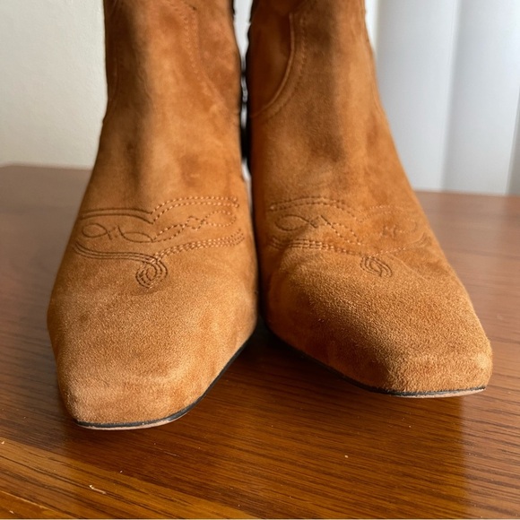 Sam Edelman Taryn Suede Western Ankle Boots Kitten Heel Brown Size 8.5 - Picture 10 of 15
